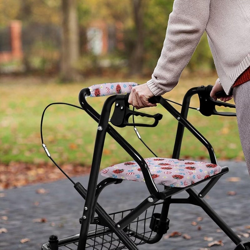 Vanideaoty Ladybug Walker Accessories Flower Accessories for Rollator Soft and Breathable Drive Rollator Decor for Seniors with Seat Gift Covers - Image 4